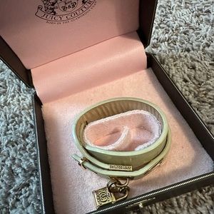 Vintage Juicy Couture Cream Leather Wrap Bracelet with Lock Charm